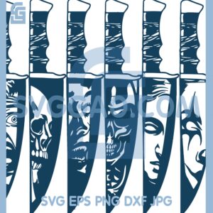 Horror Movie Knifes And Skull Svg, Horror Movie Characters Svg, Skull Horror Faces Svg